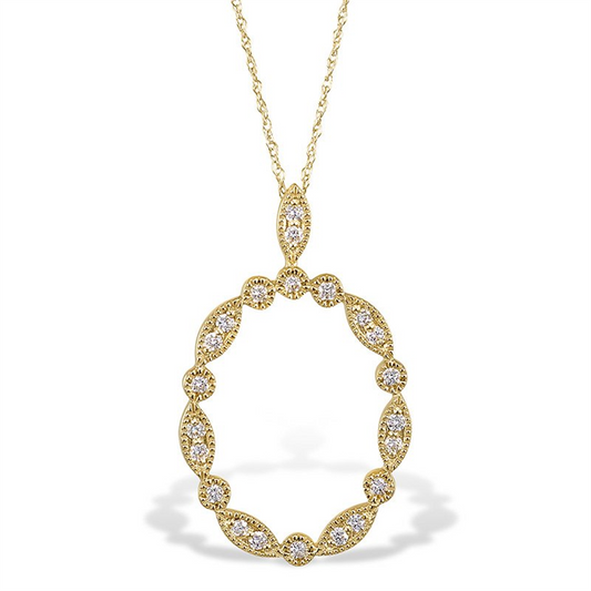 Yellow Gold Vintage Inspired Oval Necklace