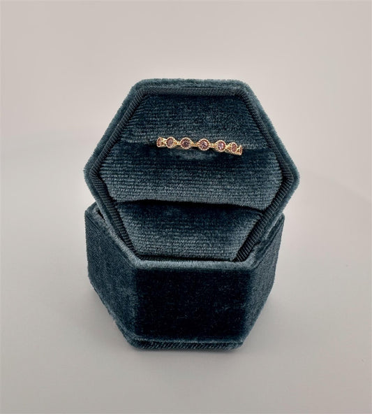 Yellow Gold Pink Tourmaline Stackable Ring