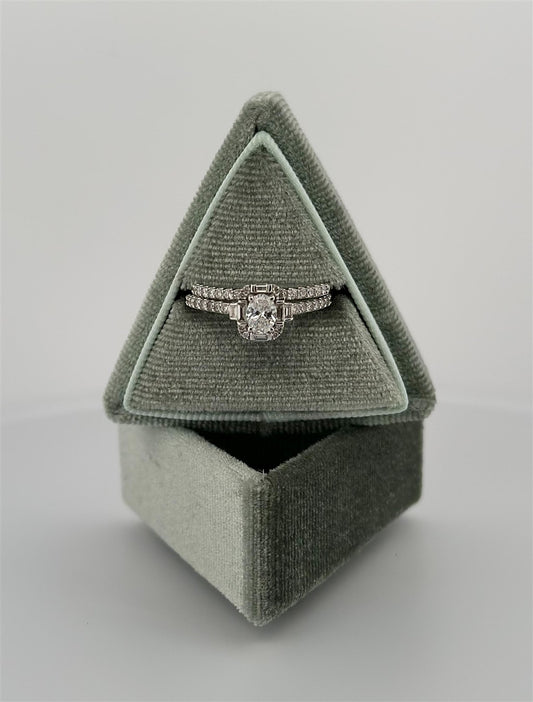 White Gold Halo Style Bridal Set