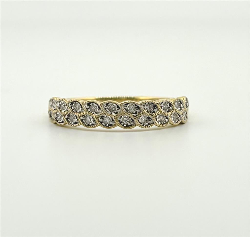 Yellow Gold Vintage Inspired Diamond Stackable Ring