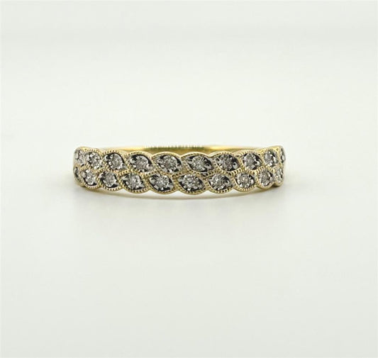 Yellow Gold Vintage Inspired Diamond Stackable Ring