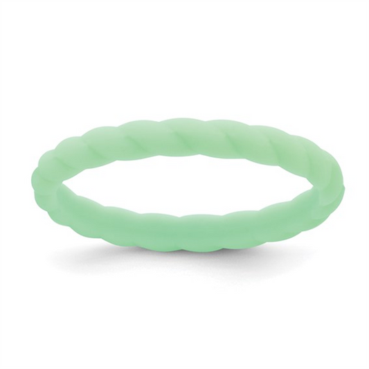 Light Mint Green Braided Silicone Wedding Band