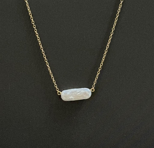 Yellow Gold Mother Of Pearl Necklace