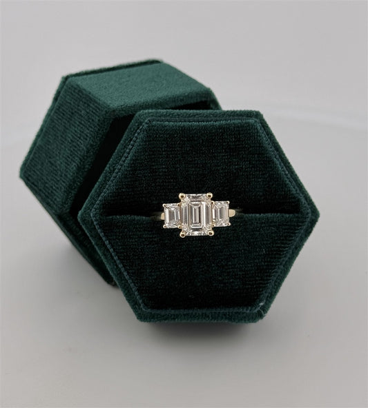 Yellow Gold Lab Grown Diamond Three Stone Engagement Ring