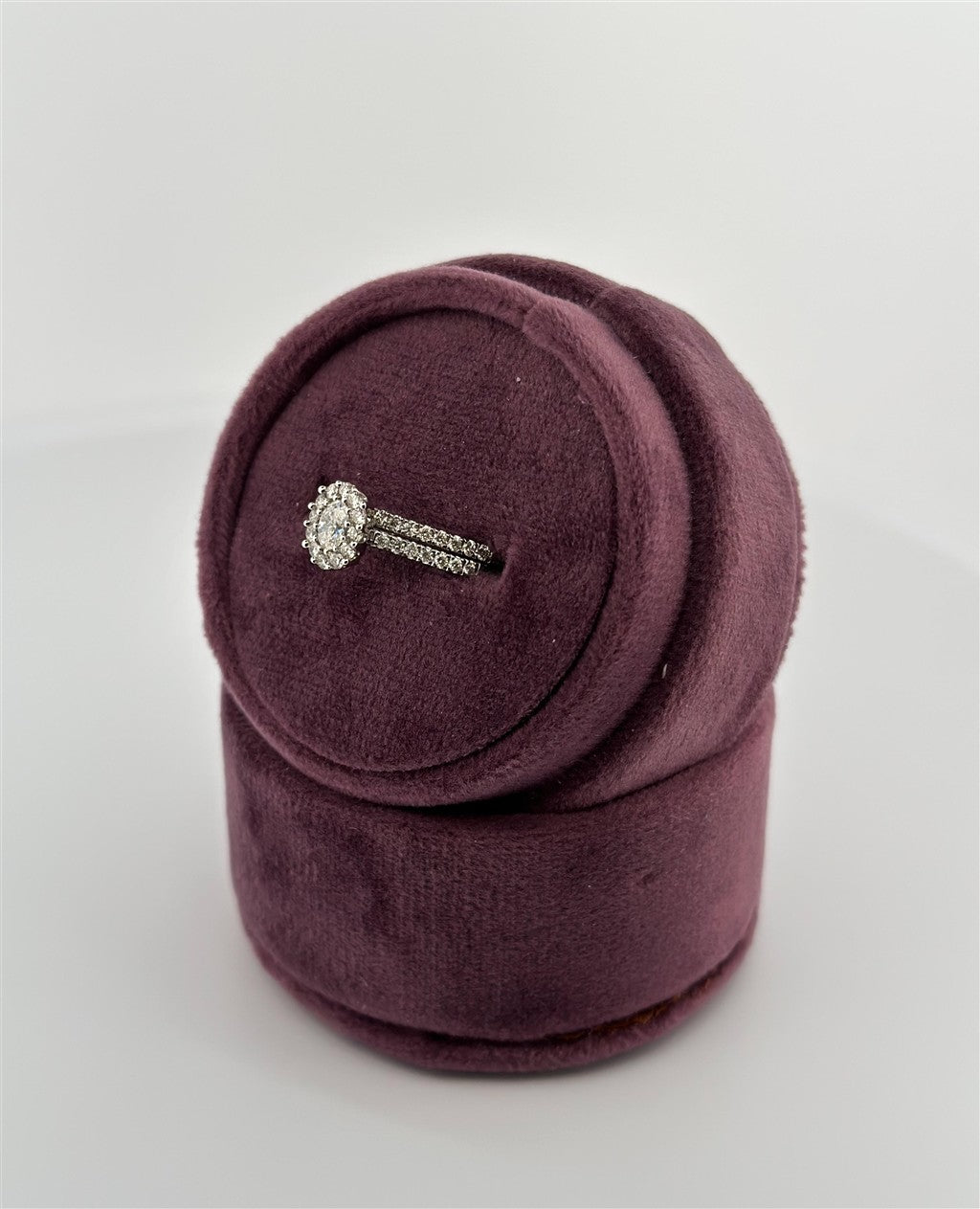 White Gold Halo Style Oval Diamond Bridal Set