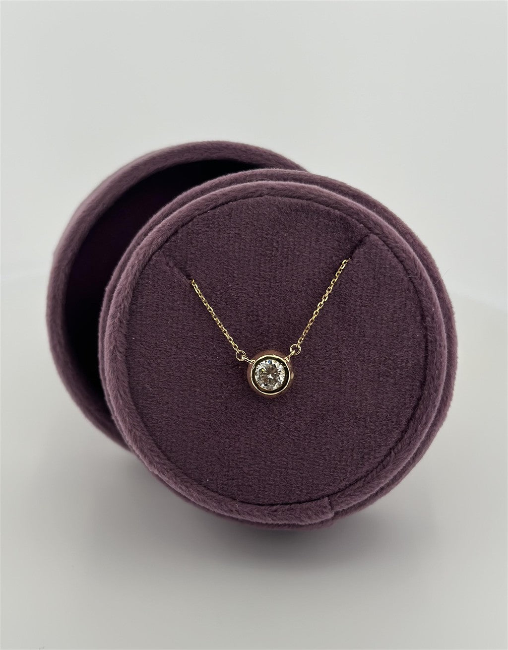 Yellow Gold Bezel Set Diamond Solitaire Necklace