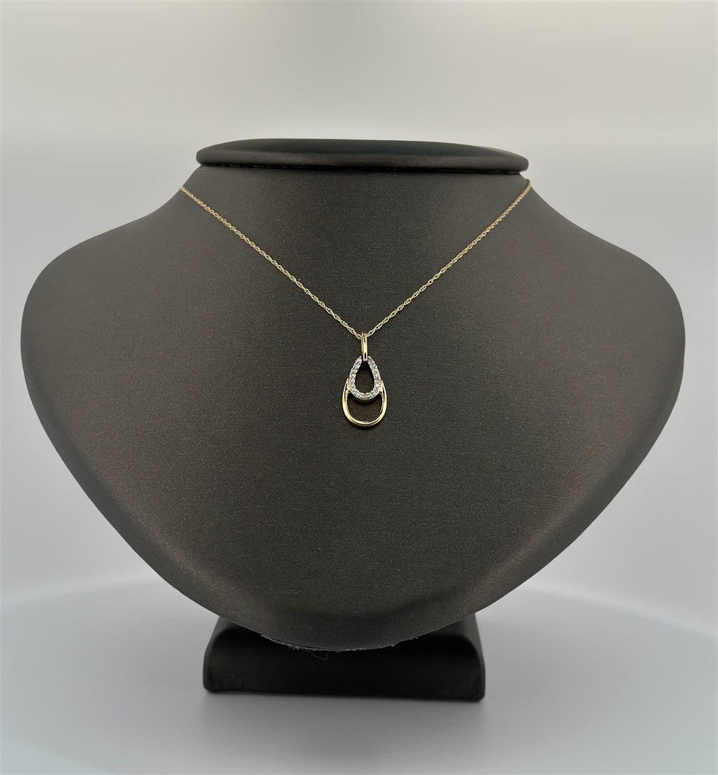 Yellow Gold Diamond Pear Shape Necklace