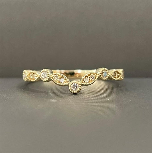 Yellow Gold Vintage Inspired Curved Stackable Ring