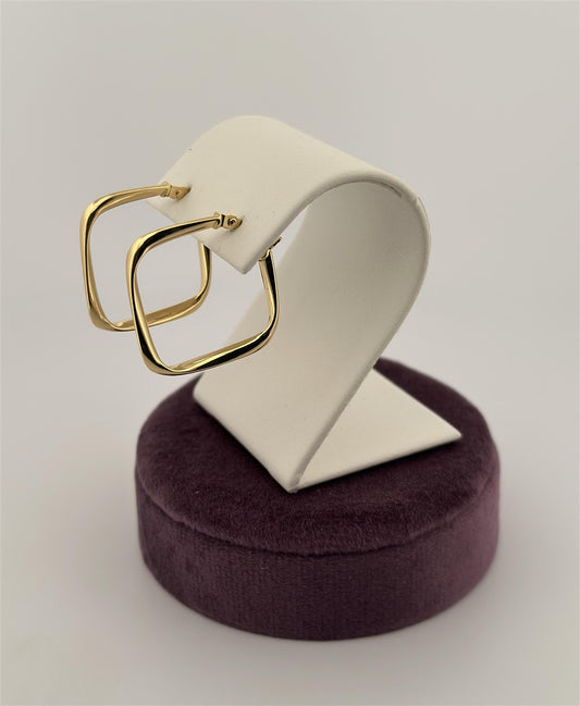 Yellow Gold Square Hoop Earrings