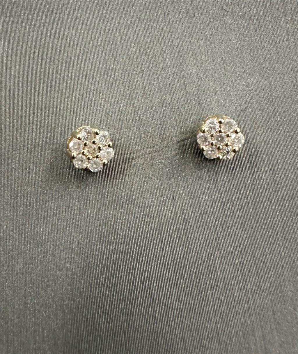 Yellow Gold Cluster Stud Earrings