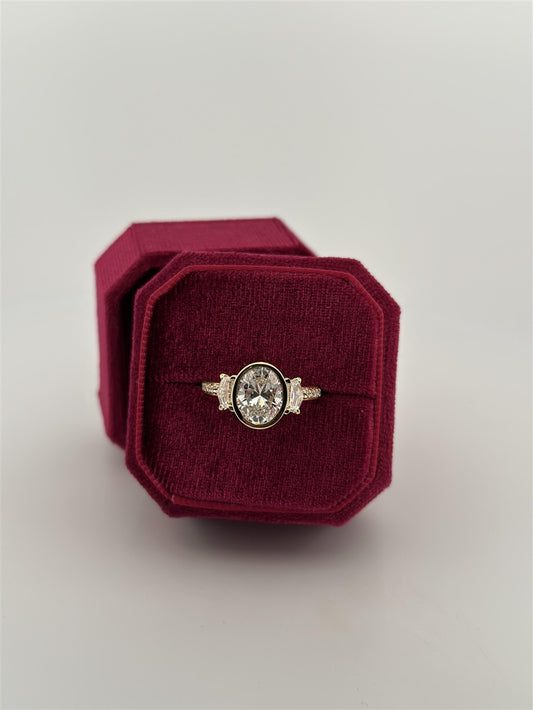 Yellow Gold Bezel Set Oval Lab Engagement Ring