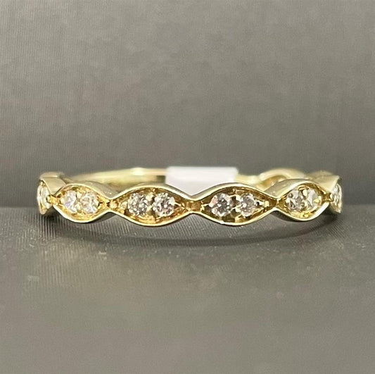 Yellow Gold Diamond Vintage Inspired Stackable Ring