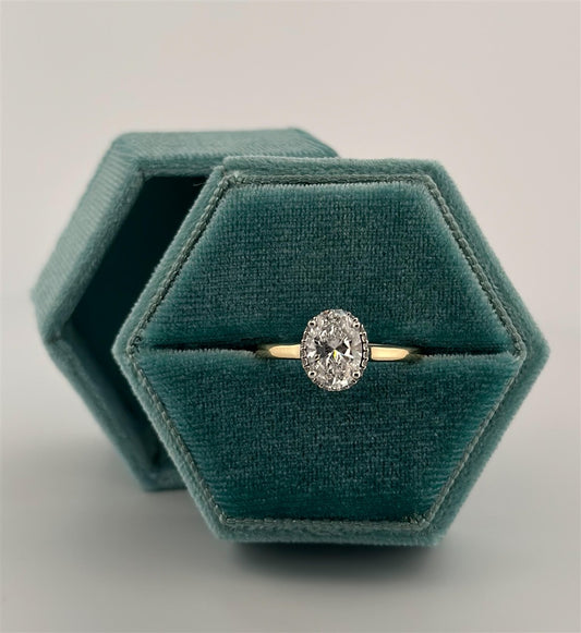 Two-Tone Hidden Halo Style Lab Grown Diamond Engagement Ring