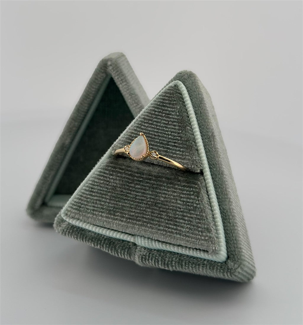 Yellow Gold Diamond Accented Opal Ring