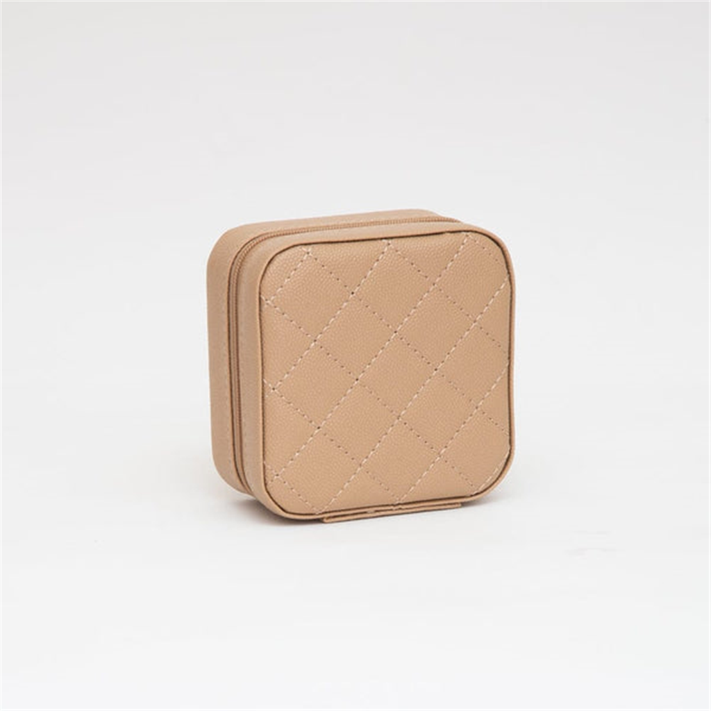 Beige Quilted Jewelry Box