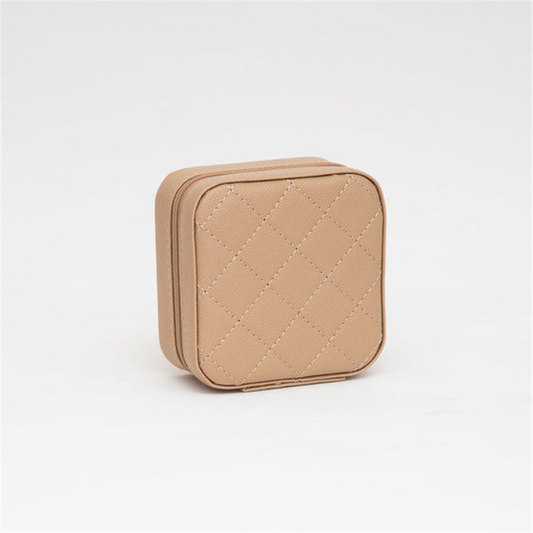 Beige Quilted Jewelry Box