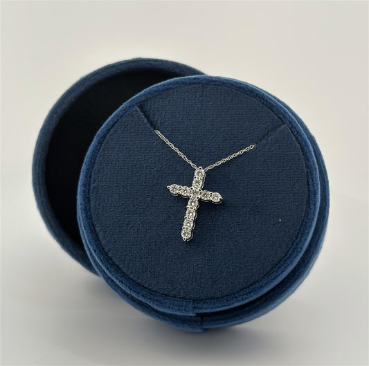 White Gold Lab Grown Diamond Cross Necklace