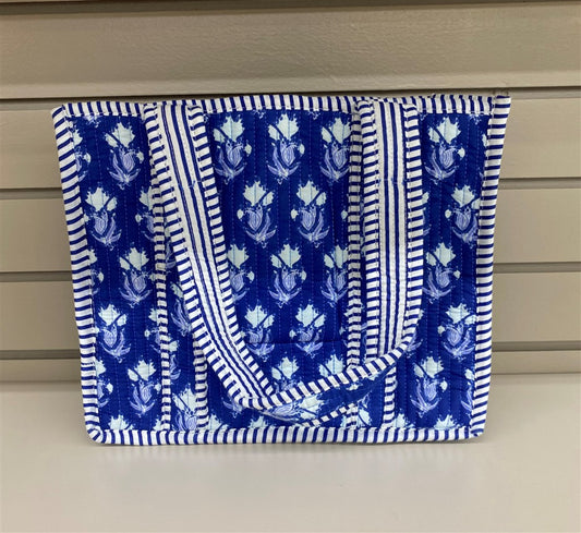 Navy Mini Quilted Tote Bag