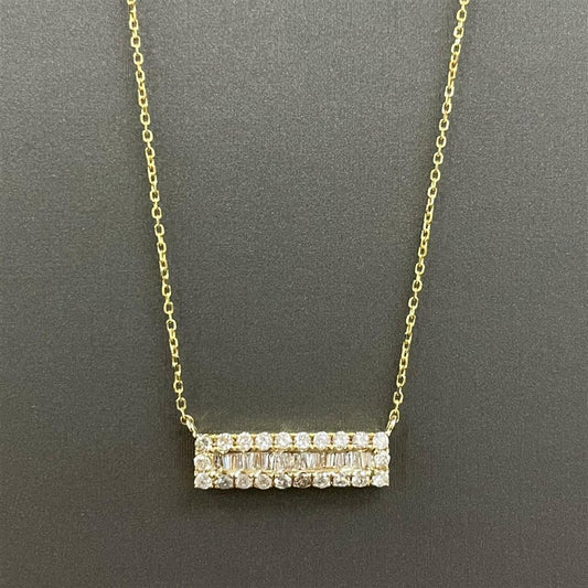 Yellow Gold Diamond Bar Necklace