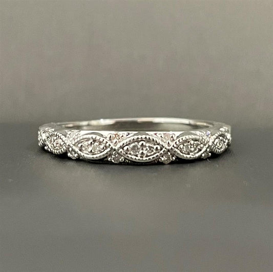 White Gold Vintage Inspired Stackable Ring