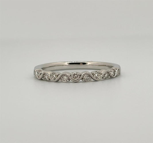 White Gold Vintage Inspired Stackable Ring