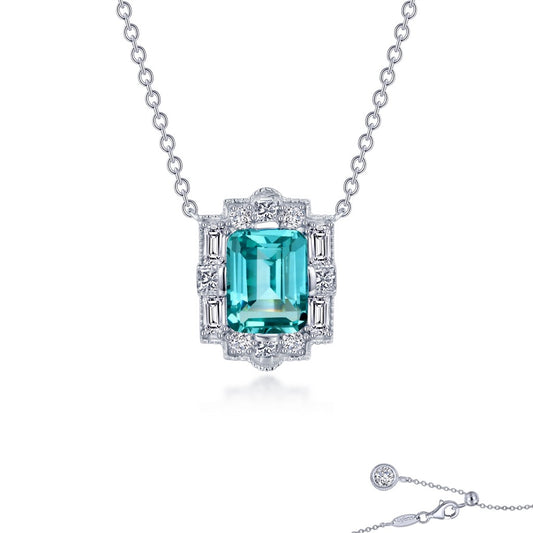Lafonn Green Sapphire Halo Necklace