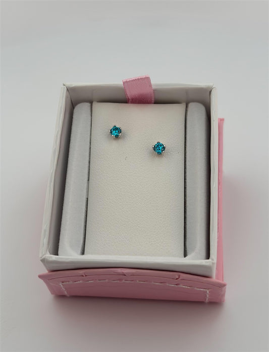 Childrens Sterling Silver December Birthstone Earrings