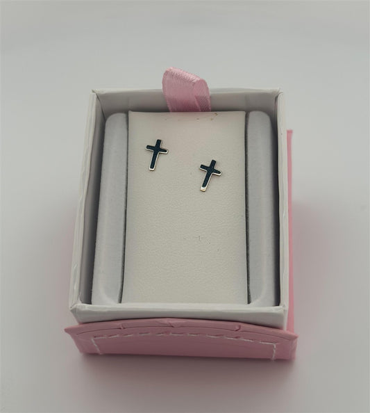Sterling Silver Cross Stud Earrings
