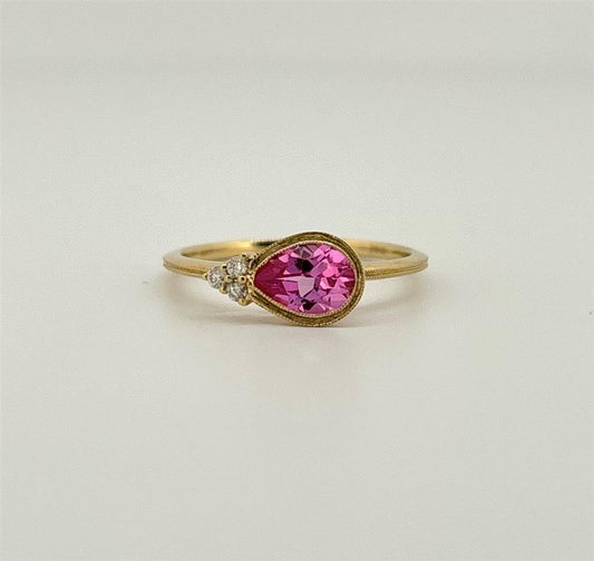 Yellow Gold Diamond Accented Pink Topaz Ring