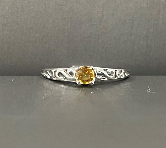 Childrens White Gold Citrine Ring