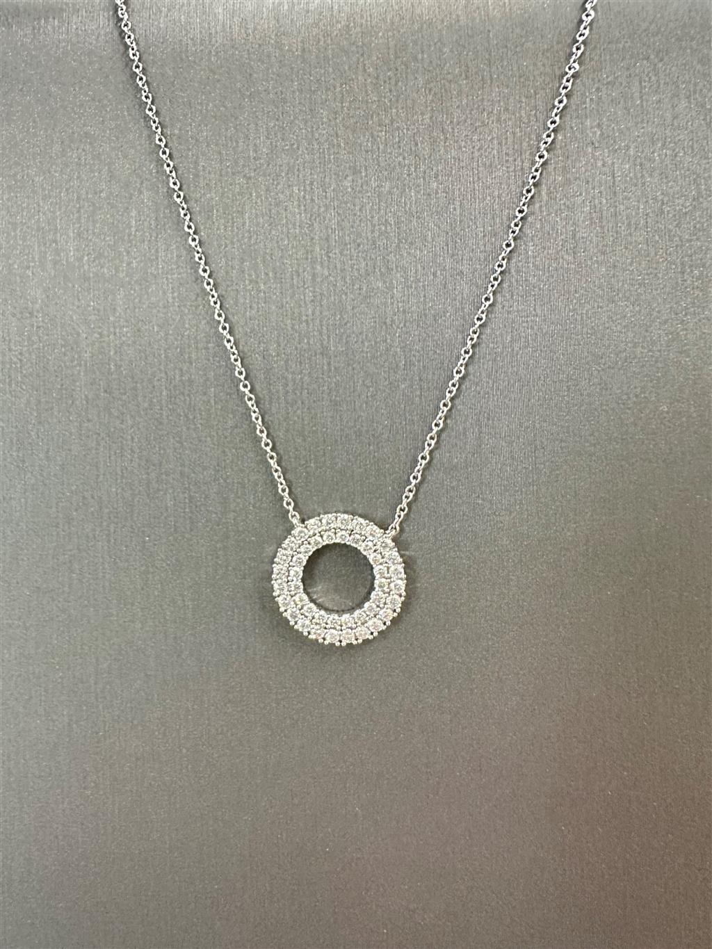 White Gold Diamond Open Circle Necklace