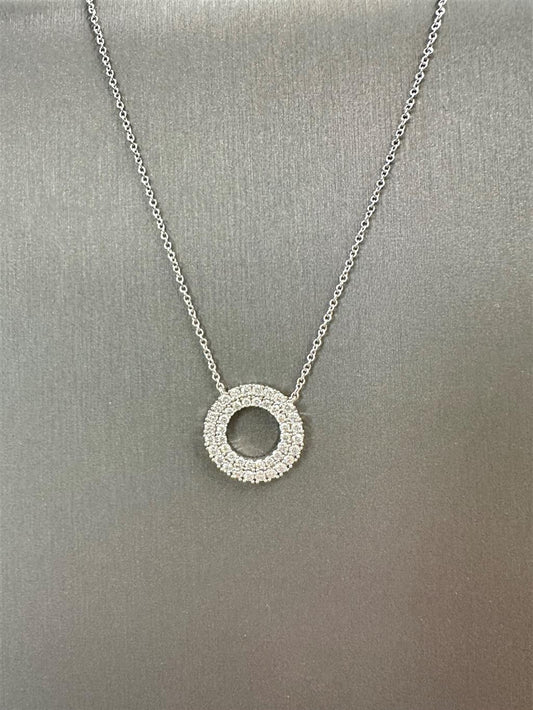 White Gold Diamond Open Circle Necklace