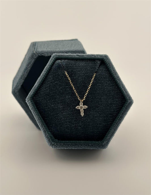 Yellow Gold Diamond Cross Necklace