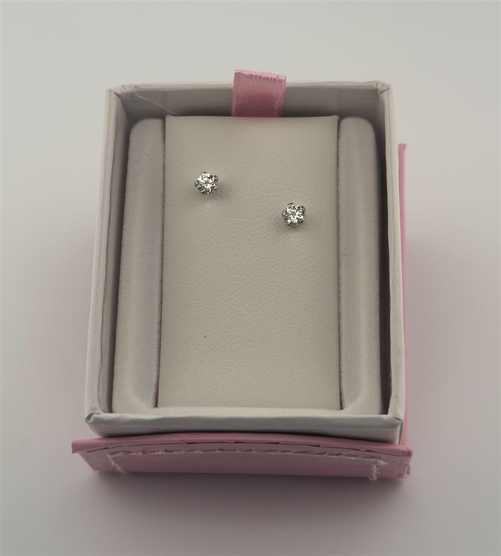 Childrens Sterling Silver April Birthstone Earrings