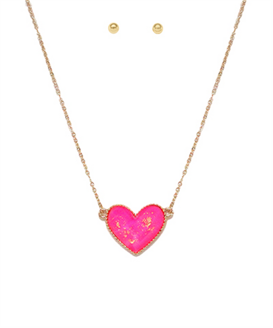 Trendy Heart Necklace And Earrings