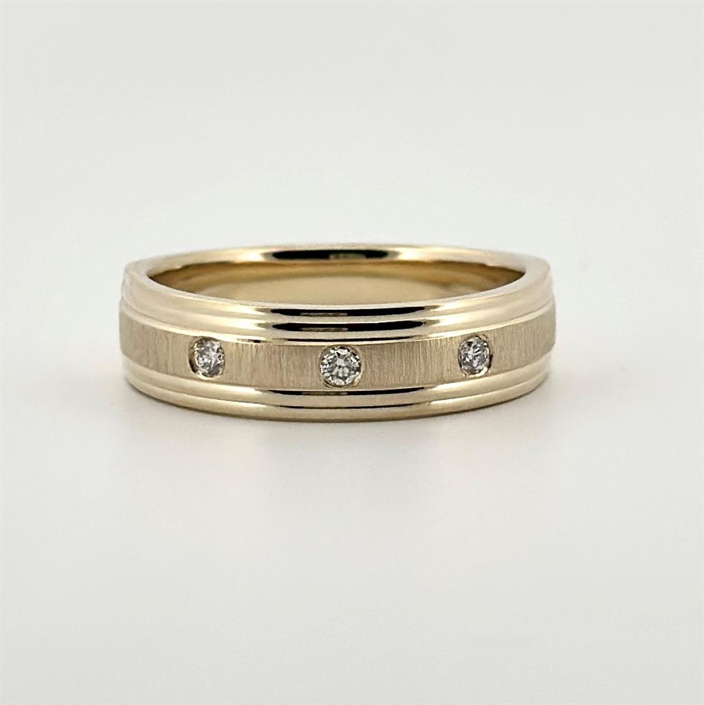 Yellow Gold Diamond Mens Wedding Band