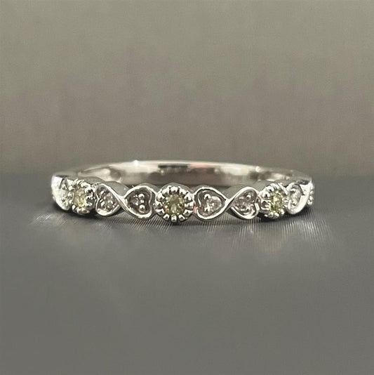 White Gold Vintage Inspired August Birthstone Stackable Ring