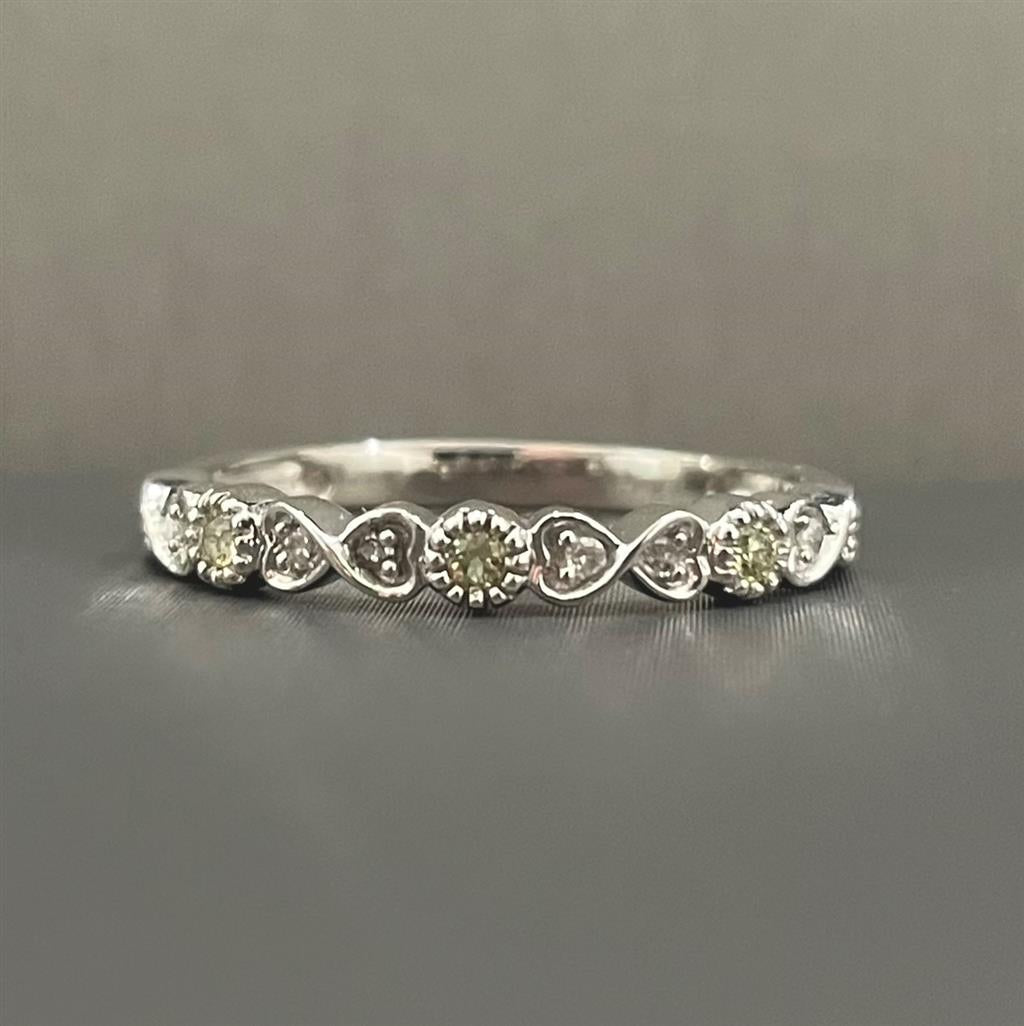 White Gold Vintage Inspired August Birthstone Stackable Ring