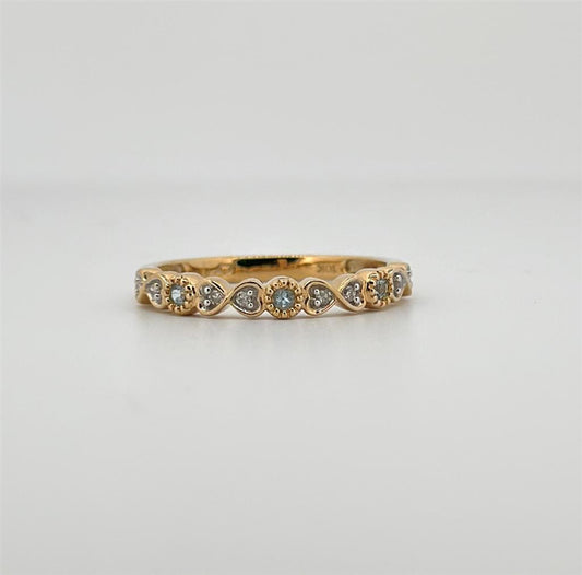 Yellow Gold Blue Topaz And Diamond Band