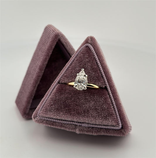 Two-Tone Lab Grown Pear Shape Diamond Solitaire Engagement Ring