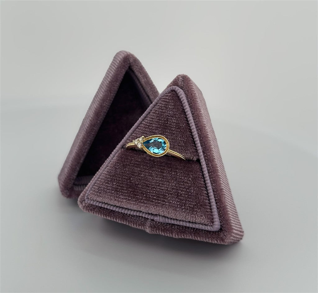 Yellow Gold Diamond Accented Blue Topaz Ring