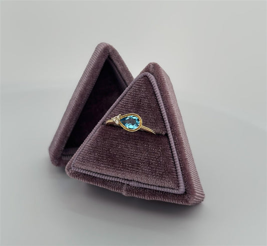 Yellow Gold Diamond Accented Blue Topaz Ring