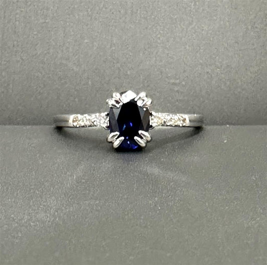 White Gold Diamond Accent Sapphire Ring