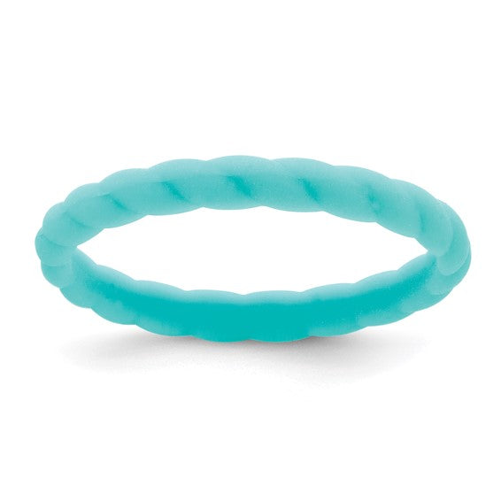 Aqua Blue Braided Silicone Wedding Band