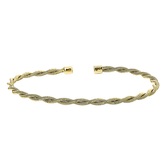 Sterling Silver Gold Finish Cable Cuff Bracelet