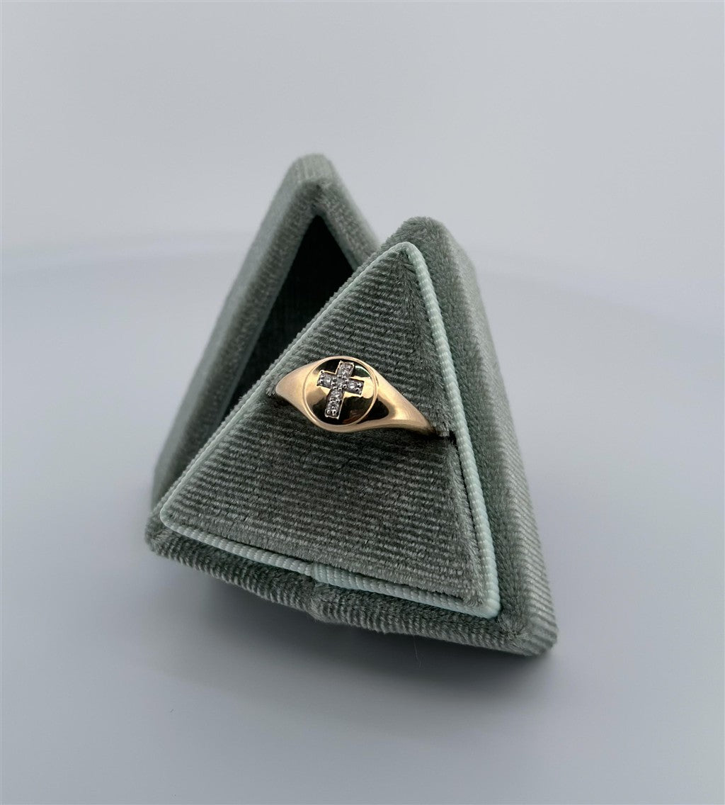 Yellow Gold Diamond Cross Ring