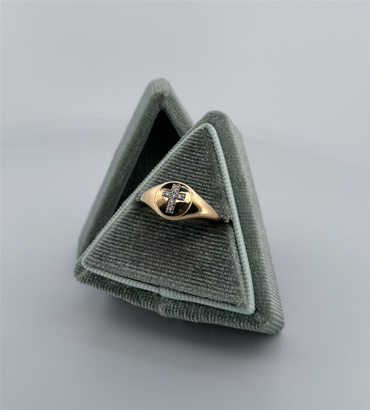 Yellow Gold Diamond Cross Ring