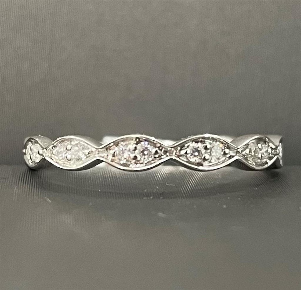 White Gold Diamond Vintage Inspired Stackable Ring