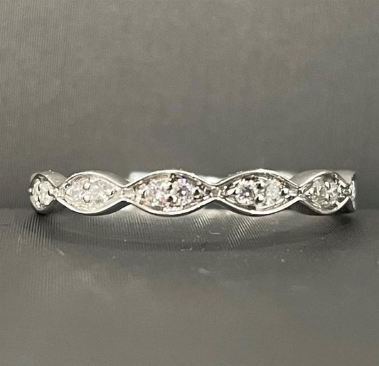 White Gold Diamond Vintage Inspired Stackable Ring