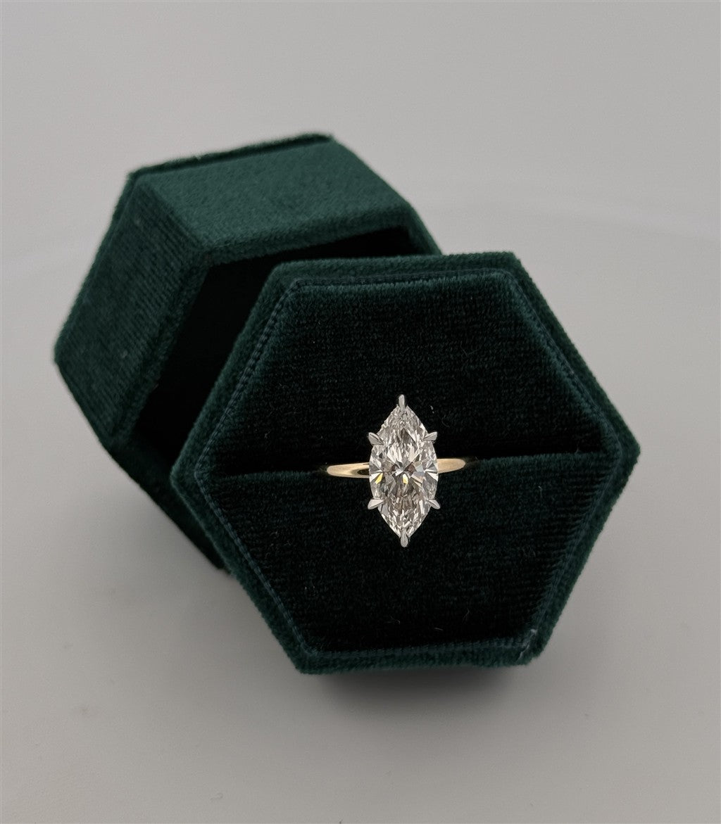 Two-Tone Marquise Lab Diamond Engagement Ring